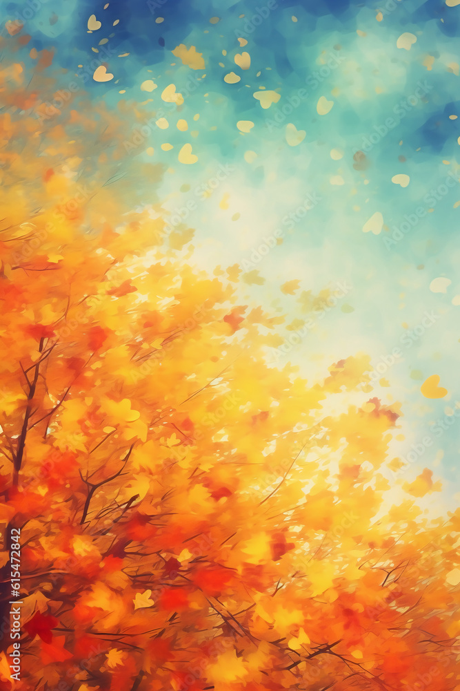 A blurred autumn, windy sky abstract background with bokeh glow, Illustration. AI generative A blurred autumn, windy sky abstract background with bokeh glow, Illustration. AI generative