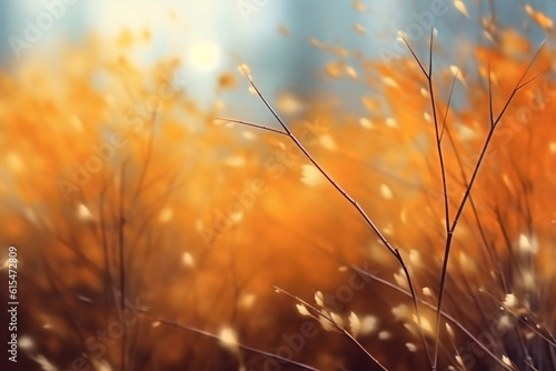 A blurred autumn  windy sky abstract background with bokeh glow  Illustration. AI generative