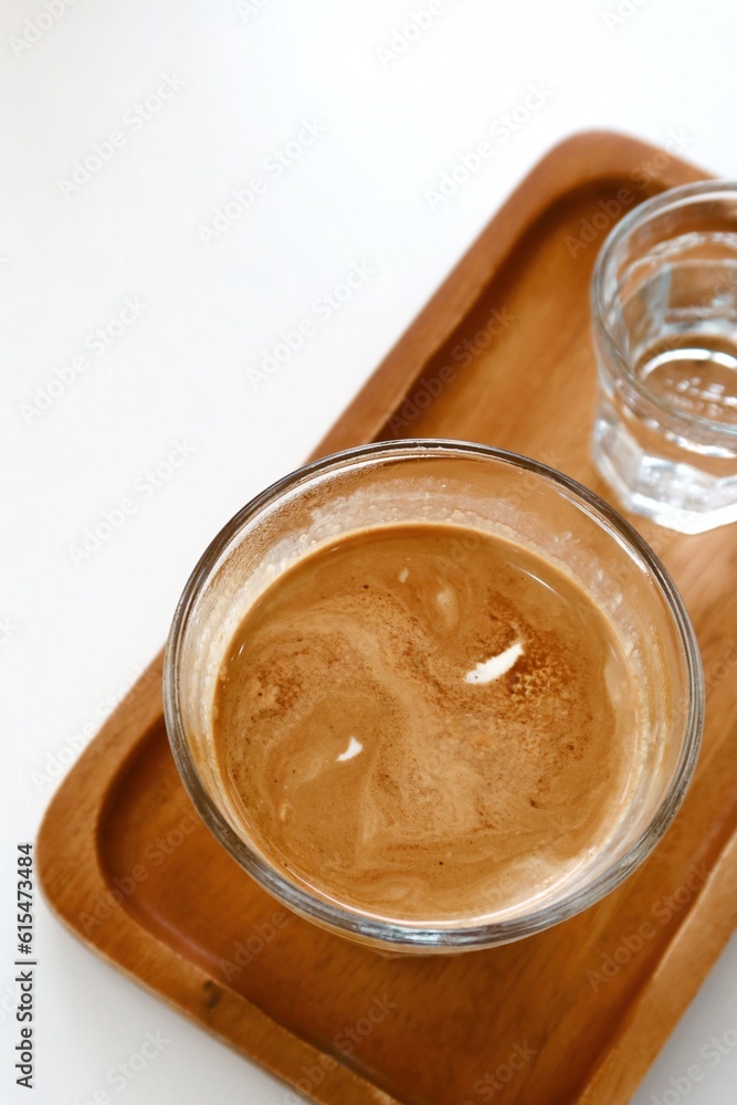 Iced dirty coffee with white background Iced dirty coffee with white background