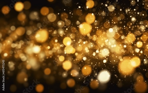 gold abstract blurred boheh lights background. Festive glitter sparkle background