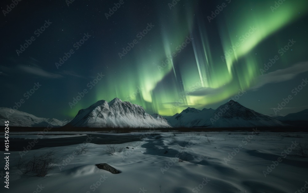 Aurora Above the Arctic Mountains
