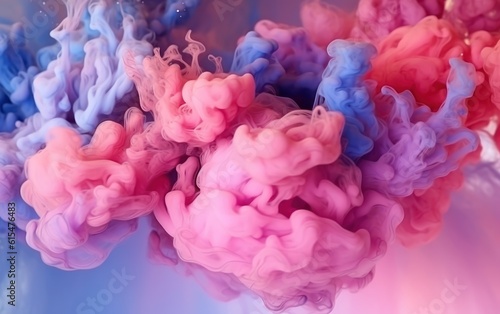 Abstract colorful pink soft pastel color cloud background, multicolored ink drop fluid motion in water