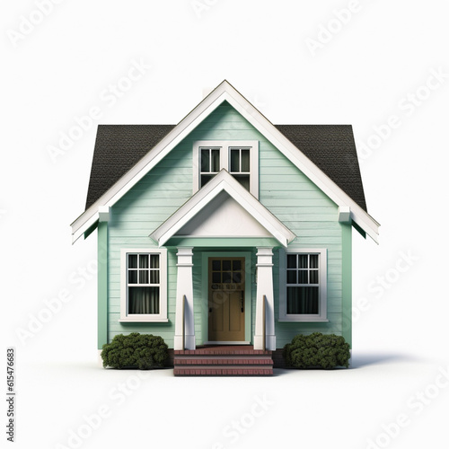 Illustration of a small two-story house isolated on white background. Typical European house design. Using conventional methods to build this house. 