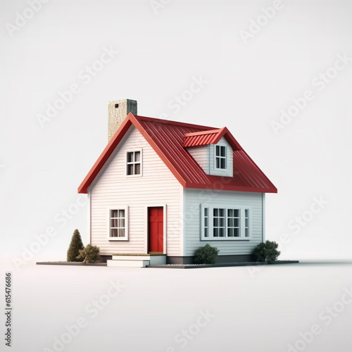 Illustration of a small two-story house isolated on white background. Typical European house design. Using conventional methods to build this house.

