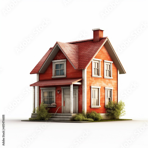 Illustration of a small two-story house isolated on white background. Typical European house design. Using conventional methods to build this house.  © Aisyaqilumar