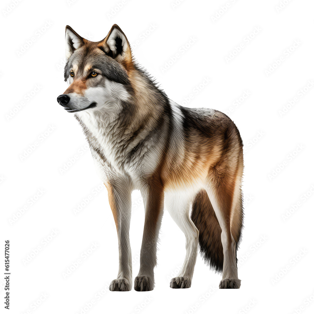 Fototapeta premium Wild wolf isolated on transparent background
