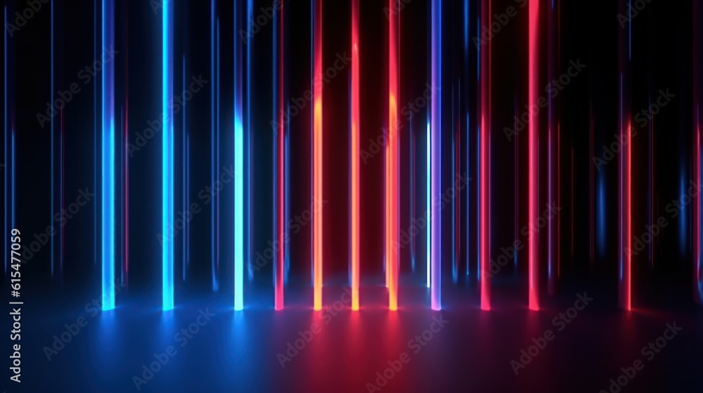abstract background with red blue vertical glowing lines. Modern wallpaper