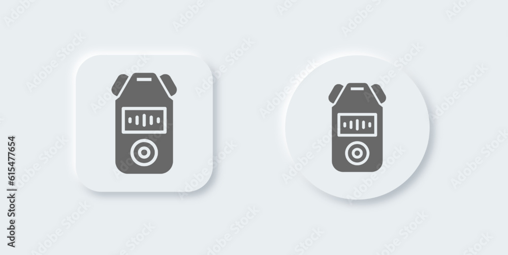 Audio recorder solid icon in neomorphic design style. Sound signs vector illustration. Audio recorder solid icon in neomorphic design style. Sound signs vector illustration.