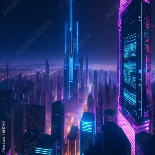 Cityscape Night Time   Futuristic Ai Generated wallpaper background