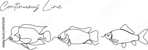 fish continuous line drawing set