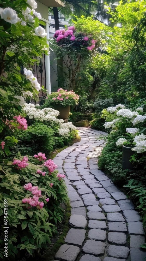 Tranquil Serenity: A Captivating Home Garden Pathway Generative AI 3
