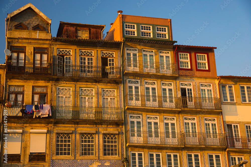 Facades of buildings reveal Porto's faded grandeur; Oporto, Portugal Facades of buildings reveal Porto's faded grandeur; Oporto, Portugal