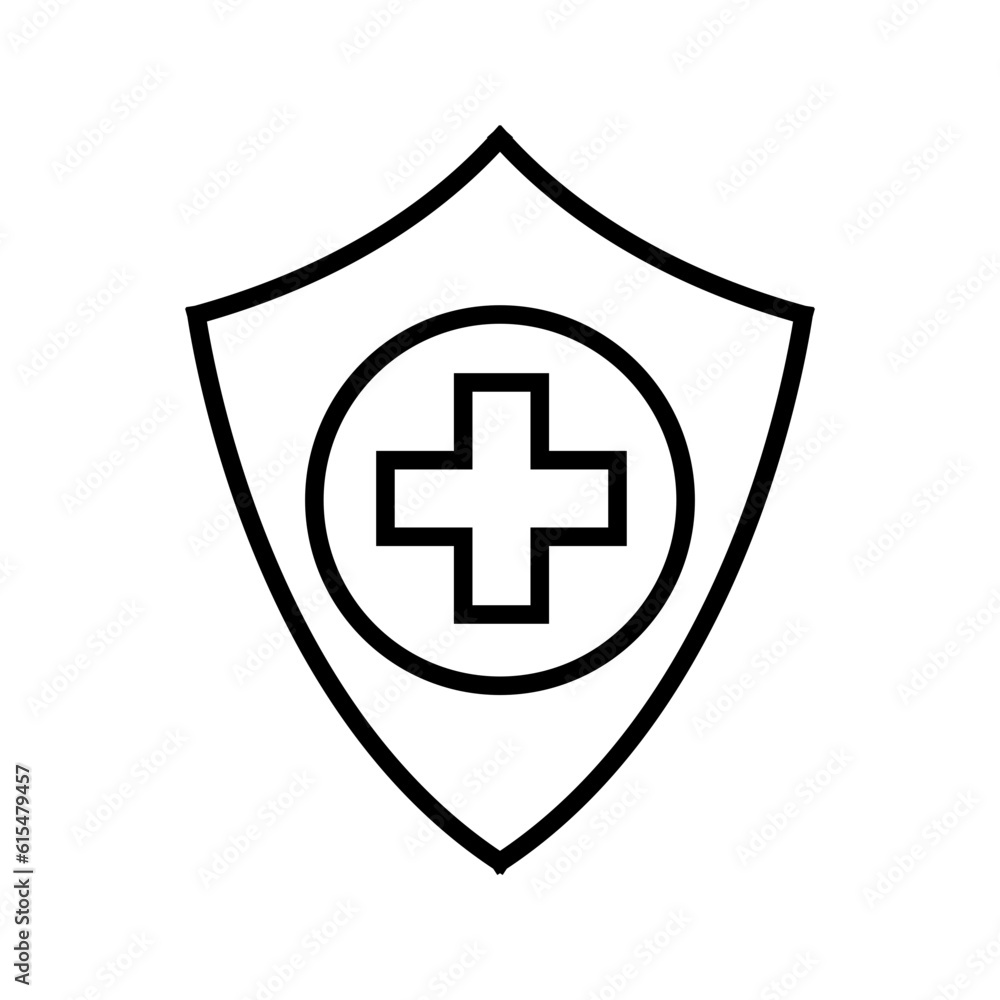 shield with medical symbol, health insurance icon vector shield with medical symbol, health insurance icon vector