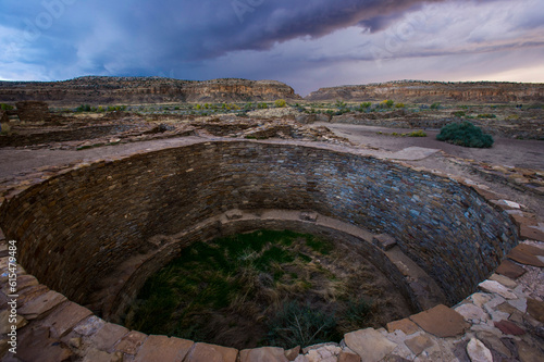 Pueblo Bonito at dusk, Chaco Culture National Historical Park, New Mexico, USA; New Mexico, United States of America photo