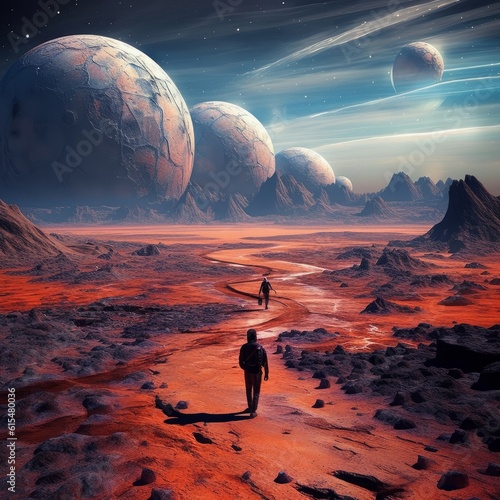 Digital Art Walking on Extraplanetary Planets. Generative AI