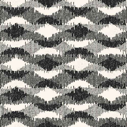 Monochrome Distressed Knit Textured Optical Dots Pattern