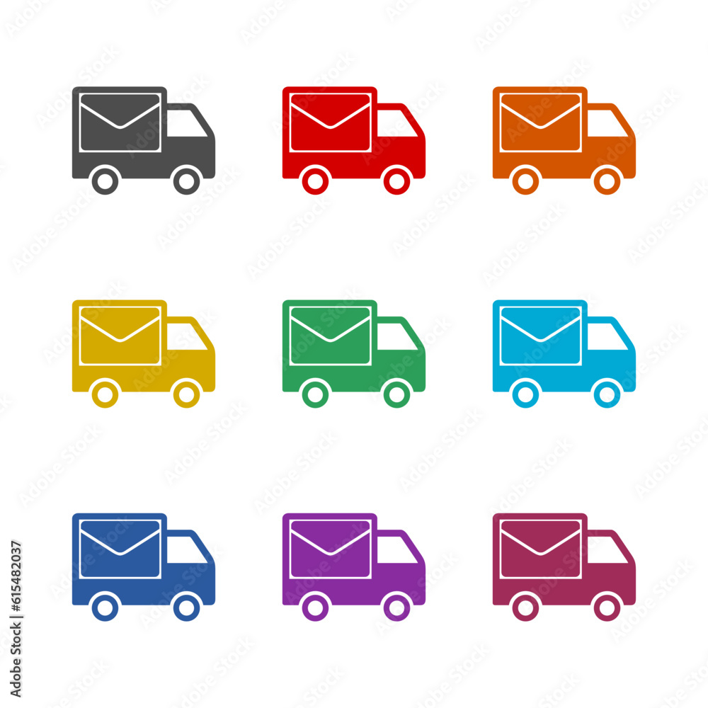 Post Truck Car icon isolated on white background. Set icons colorful