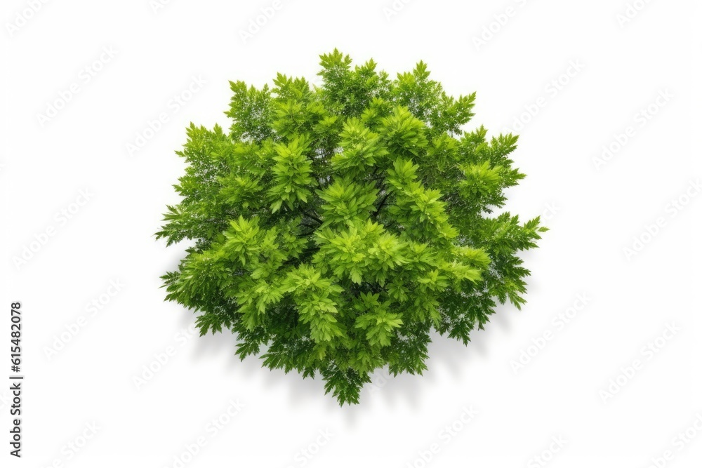 Fototapeta premium top view of a Lone Green Tree Standing Tall Against White Background generative AI