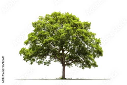 Lone Green Tree Standing Tall Against White Background generative AI