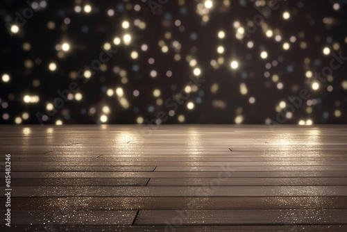 Bokeh background with golden lights. Festive backdrop. Ai generated