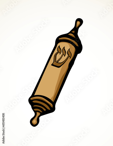 Vector drawing. Jewish box with torah. Mezuzah