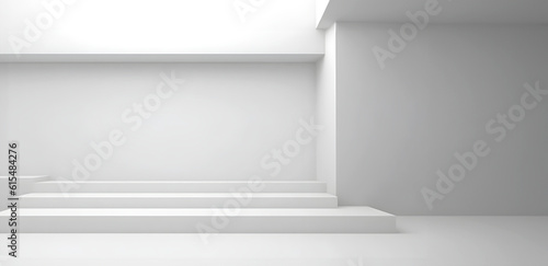 Wallpaper Mural Creative interior concept. Large empty white minimalist geometric beams wall room with natural shadow. Banner template for product presentation. Mock up 3D rendering living, office, gallery	
 Torontodigital.ca