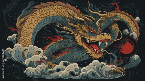 Wallpaper Mural Ancient Japan: Dragon Symbol in Japanese Aesthetic Torontodigital.ca