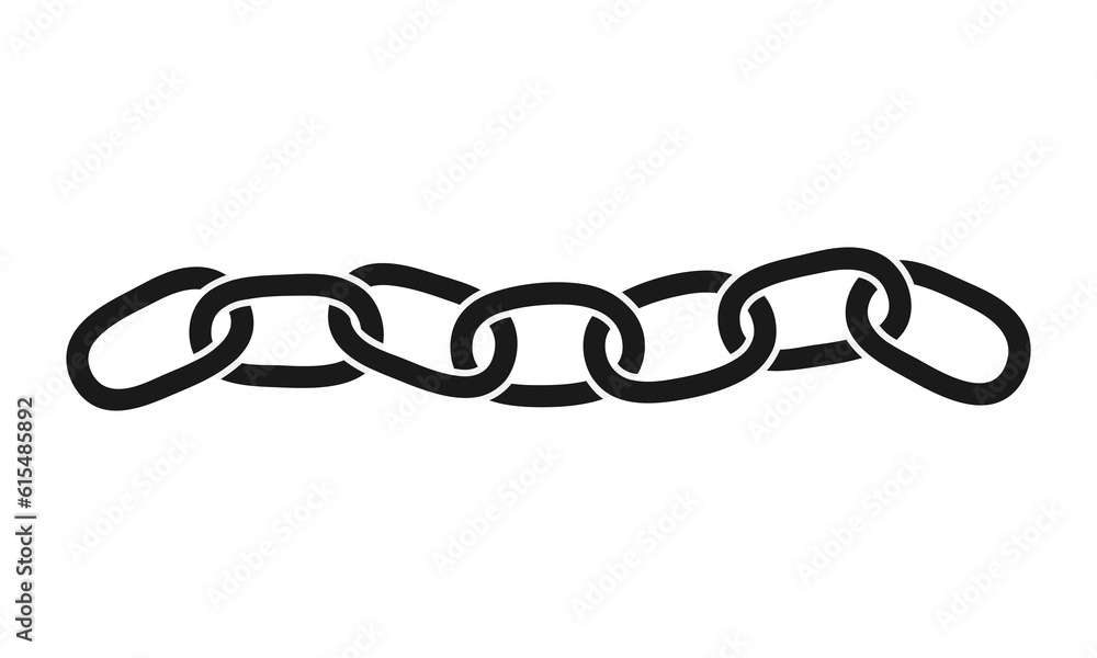 Obraz premium Hand drawn cute illustration of unscathed chains. Series of connected links. Flat vector network or communication in doodle style. Mental health, addiction, limitation sticker, icon. Isolated on white