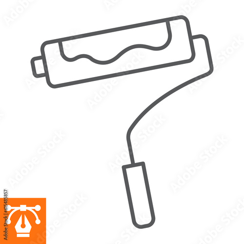 Paint roller line icon, outline style icon for web site or mobile app, construction and building, paint roller vector icon, simple vector illustration, vector graphics with editable strokes.