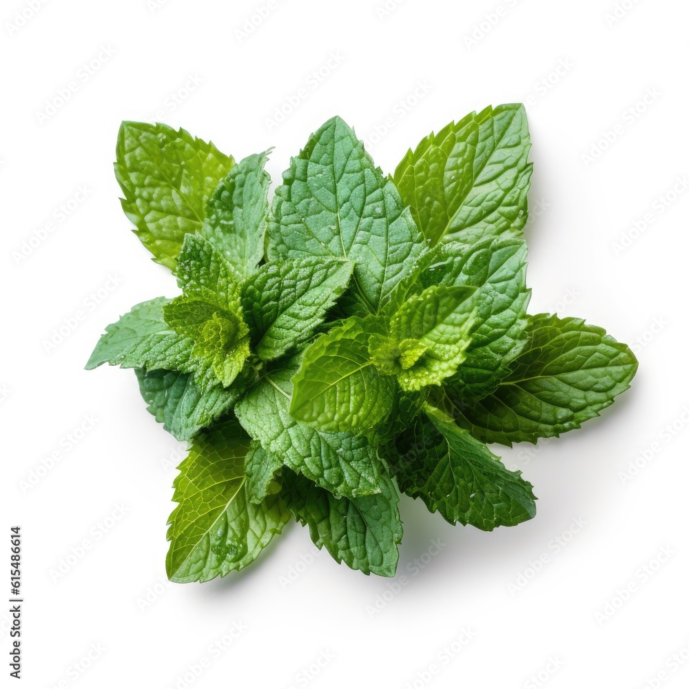 Mint isolated on white background. Generative AI Mint isolated on white background. Generative AI