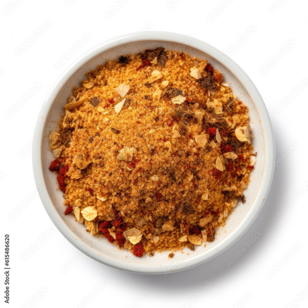 Old Bay seasoning isolated on white background. Generative AI Old Bay seasoning isolated on white background. Generative AI