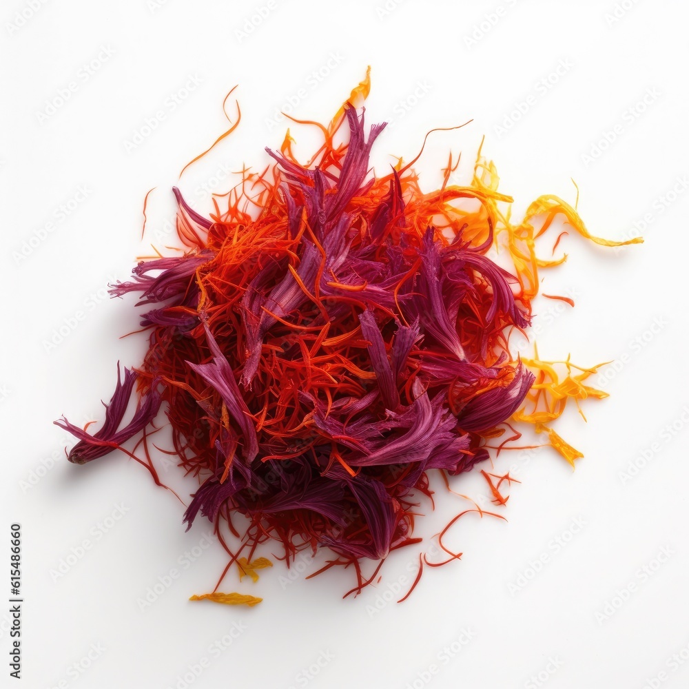 Naklejka premium Saffron isolated on white background. Generative AI