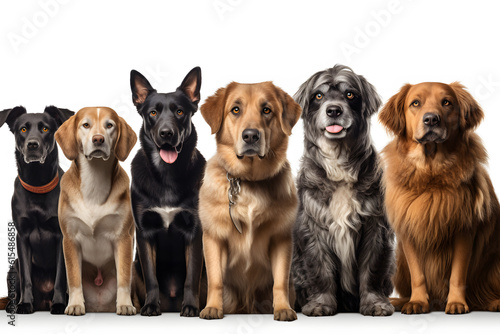 group of dogs isolated on white background