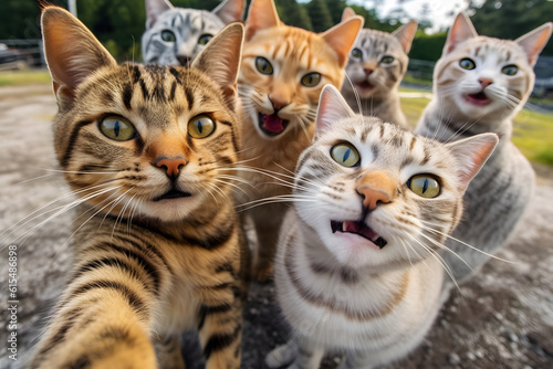 group of cute cats ai generated art 