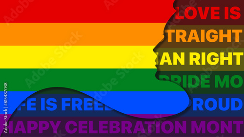 under contraction of lgbt transgender concept beautiful silhouette of woman with rainbow color typography. LGBT design concept background. LGBT pride month concept for wallpaper, poster, printing.