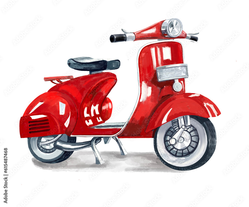 Fototapeta premium red scooter isolated on white