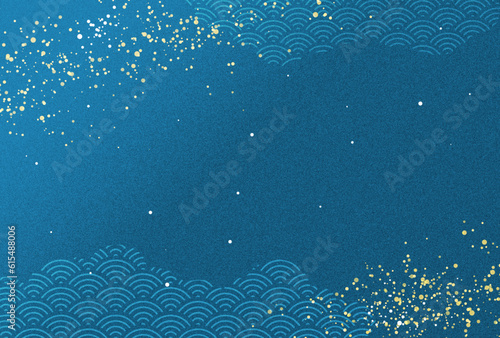 七夕　和柄　藍色・青・金・高級感・雲　背景　お中元