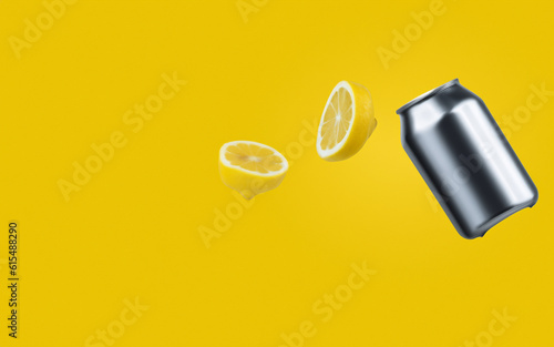 Metal can for lemon soft drink