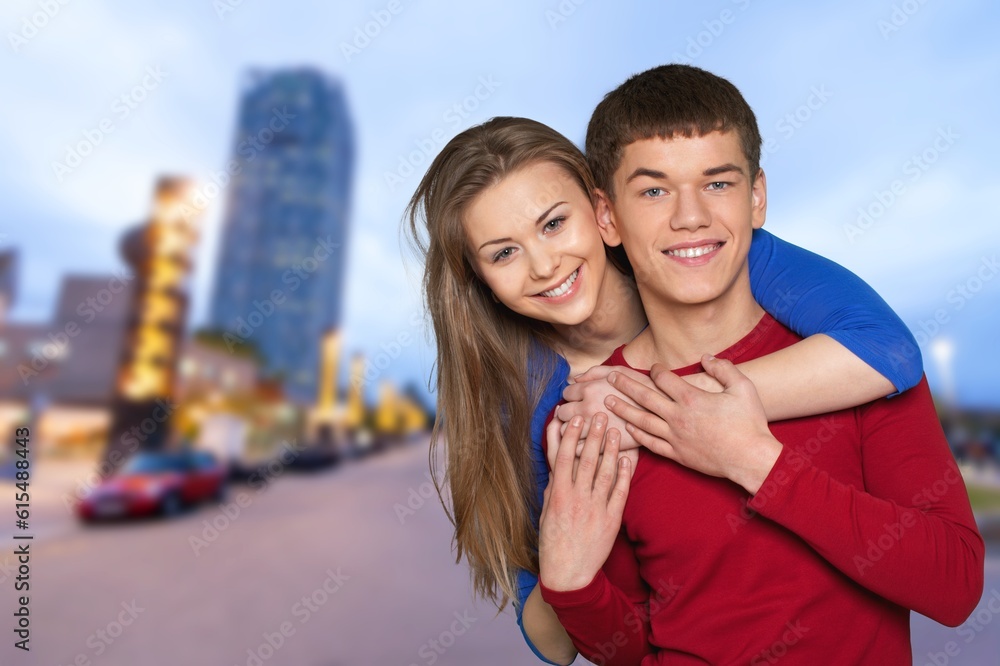 Happy beautiful couple travel have fun Happy beautiful couple travel have fun
