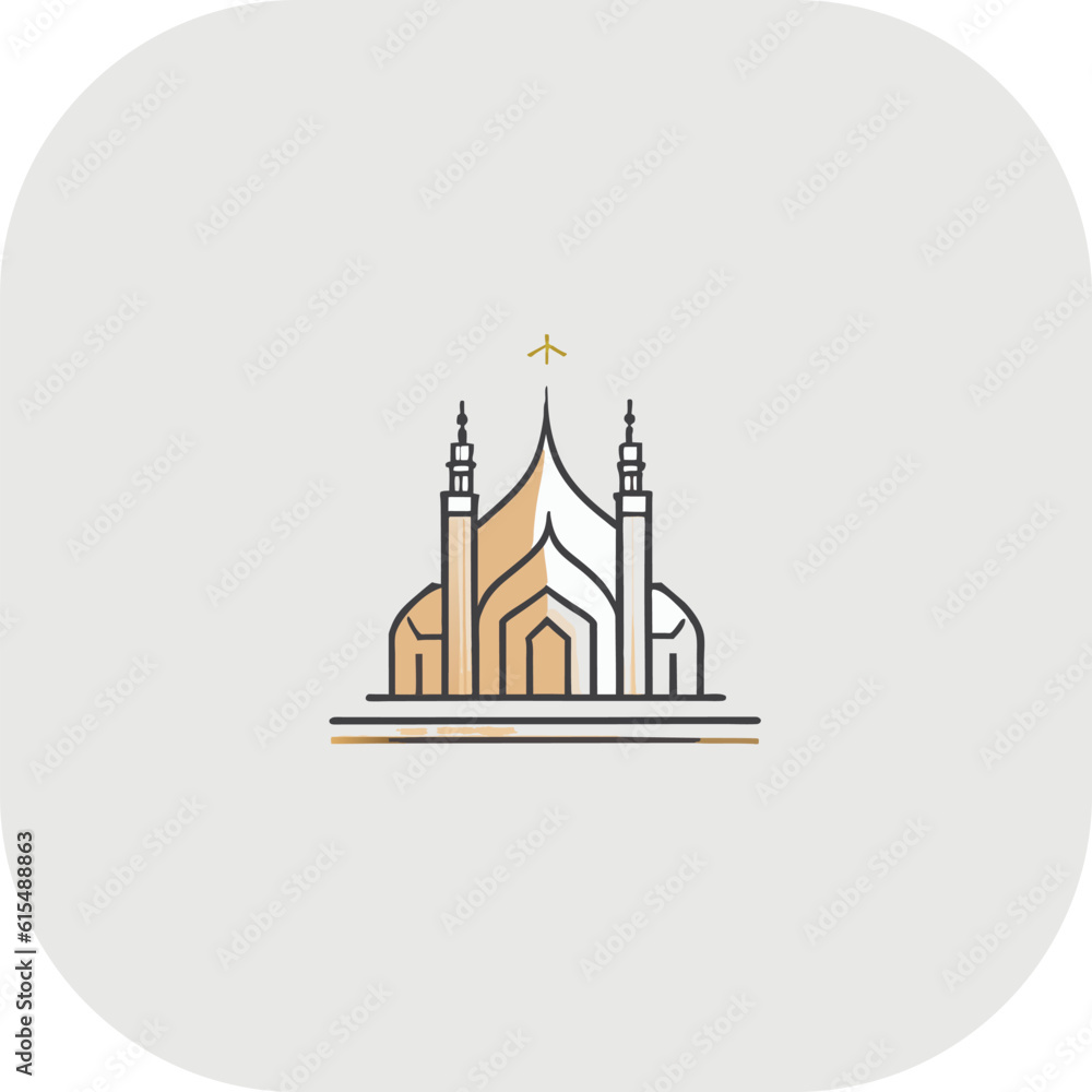 Modern mosque logo symbol or icon template, Mosque Leaf Creative Islamic logo design template, logo with a minimalist style.