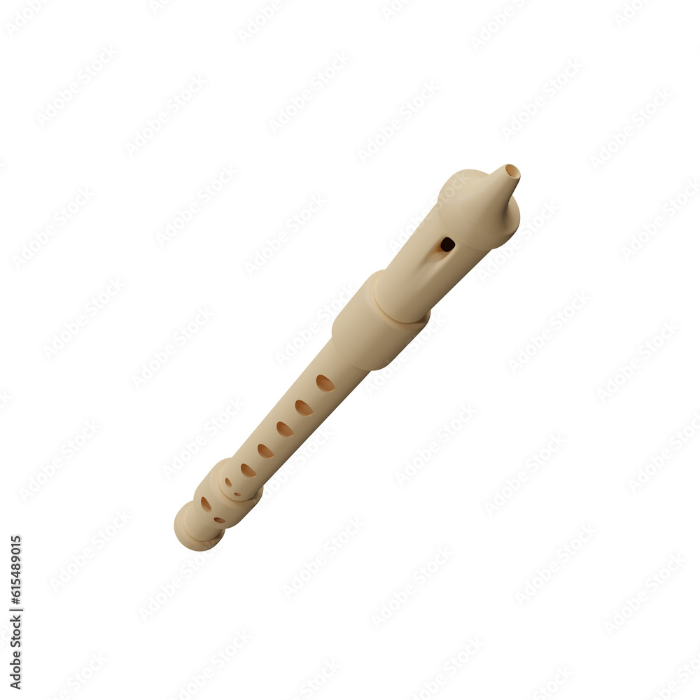 flute 3d icon isolated on white background flute 3d icon isolated on white background