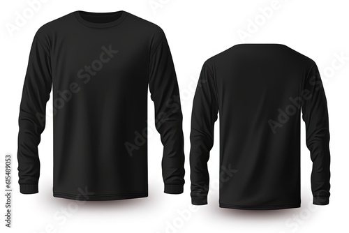 Black long shirt, clothes on isolated white background.