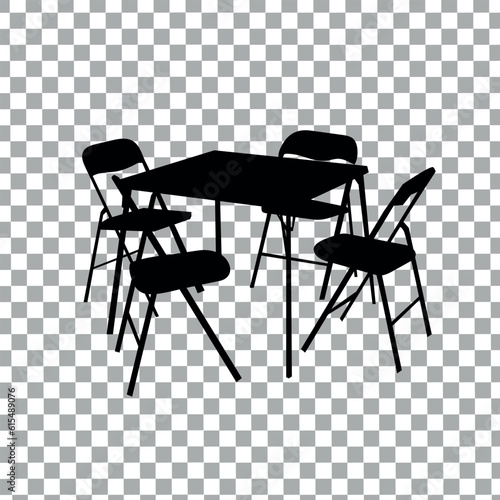Foldable Card Table and chair with Collapsible Legs Concept Design on Checkerboard Transparent Background