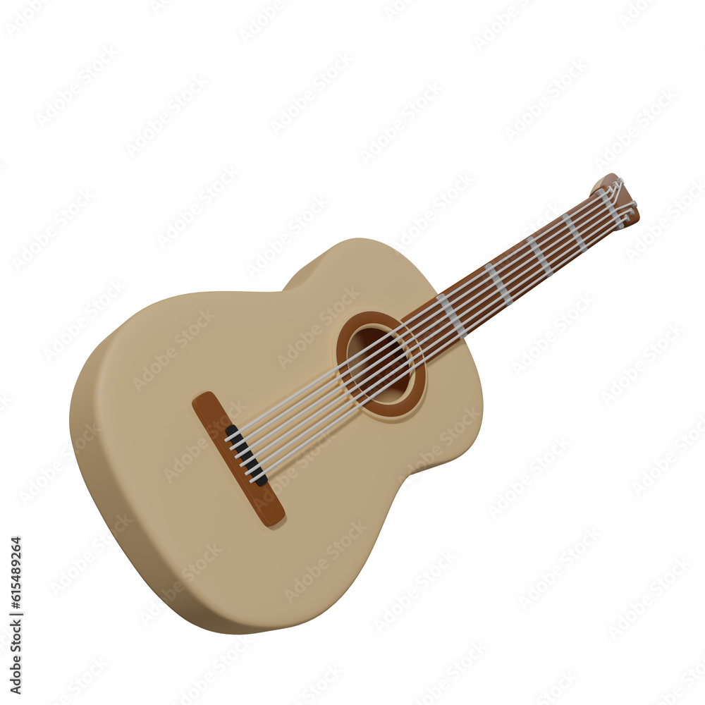 acoustic guitar 3d isolated on white