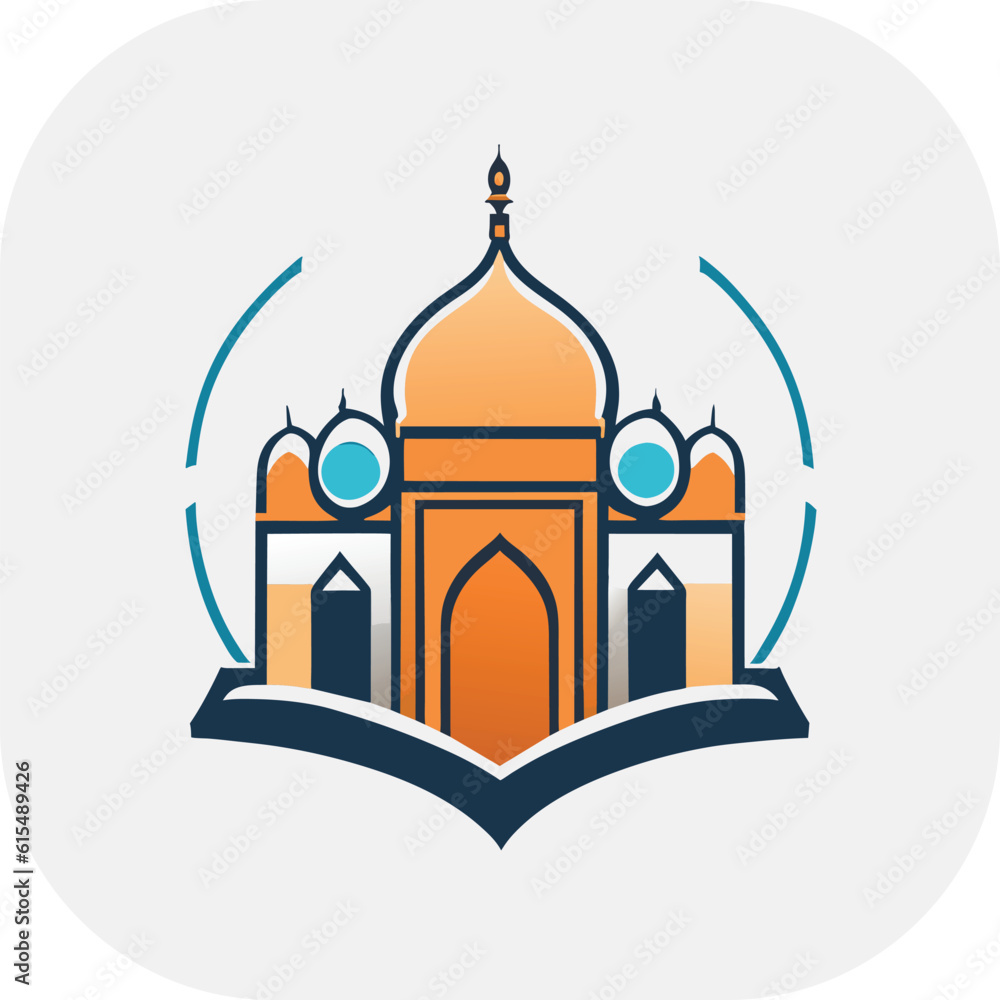 Modern mosque logo symbol or icon template, Mosque Leaf Creative Islamic logo design template, logo with a minimalist style. Modern mosque logo symbol or icon template, Mosque Leaf Creative Islamic logo design template, logo with a minimalist style.
