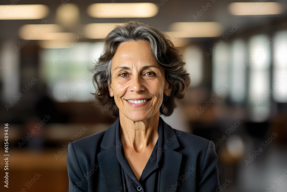 Fototapeta premium smiling senior woman in office portrait, made with generative ai