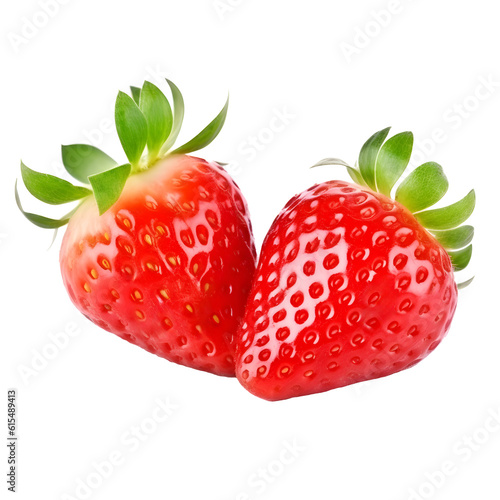 Two strawberries on transparent background  png