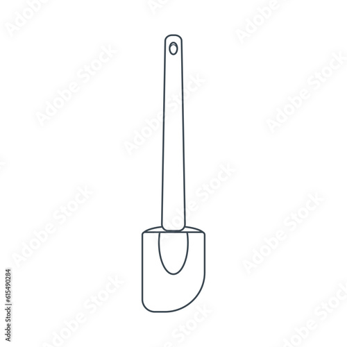 Dishes. Kitchen spatula for turning food. Line art.