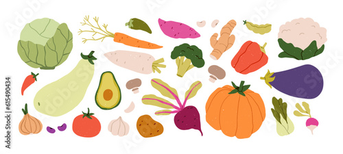 Print op canvas Fresh organic vegetables set