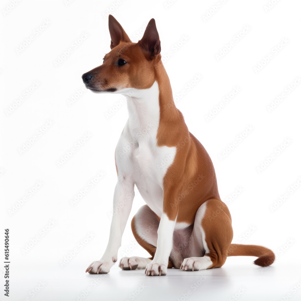 Basenji dog isolated on white background. Generative AI